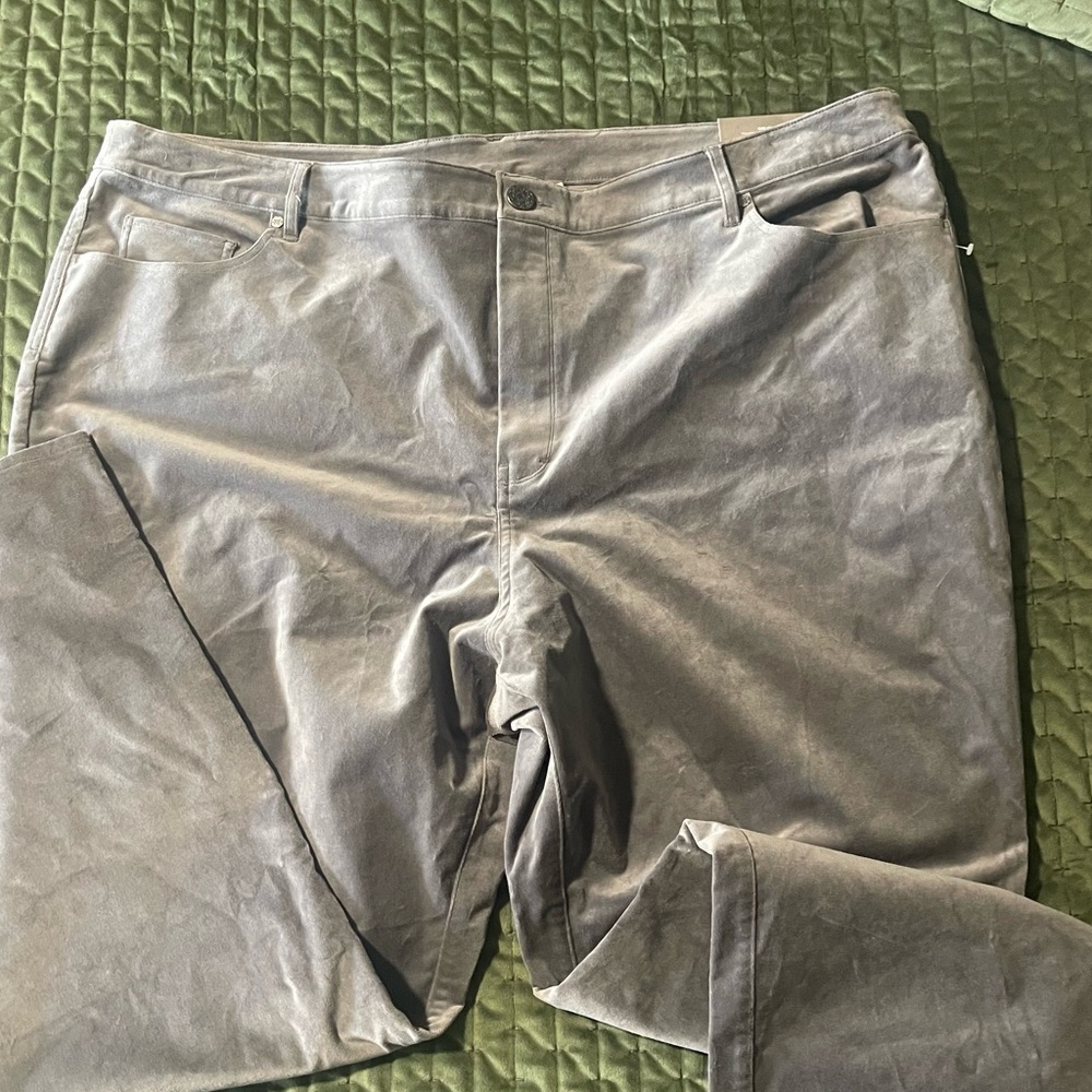 Soft Surroundings NWT gray‎ fly front straight leg velvet soft pants size 24W